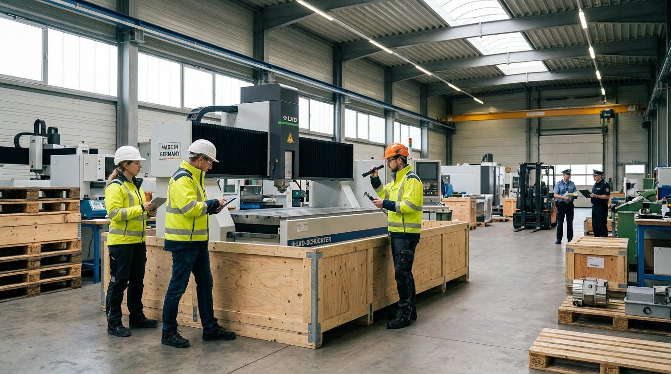 Kiểm tra nhập khẩu máy móc Châu Âu trong kho hàng