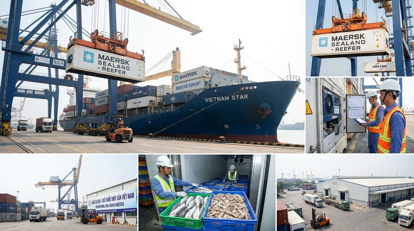 Vận chuyển hàng thủy sản xuất khẩu bằng container lạnh