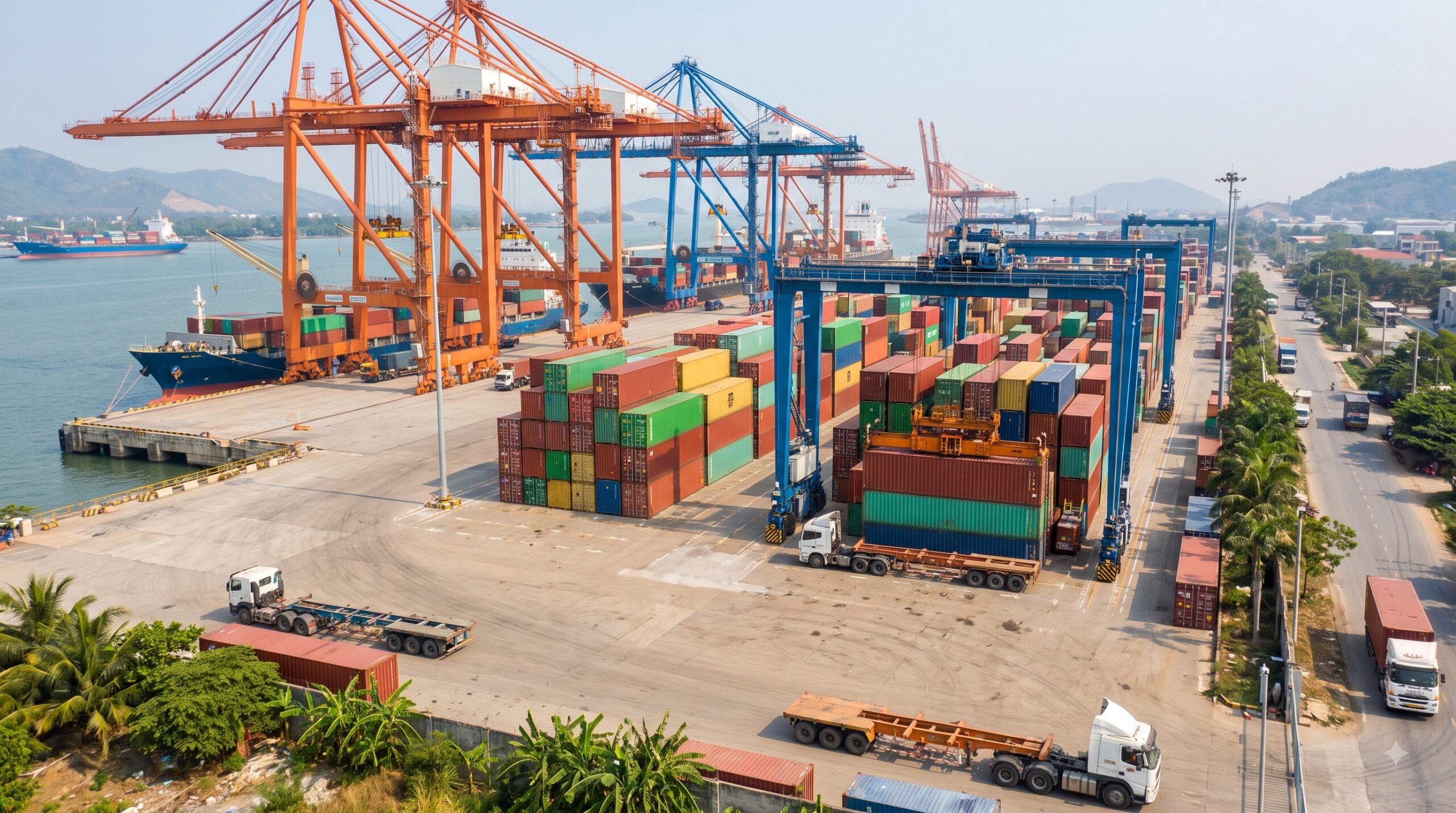 Container hàng xuất khẩu tại cảng quốc tế liên quan đến chứng nhận xuất xứ C/O